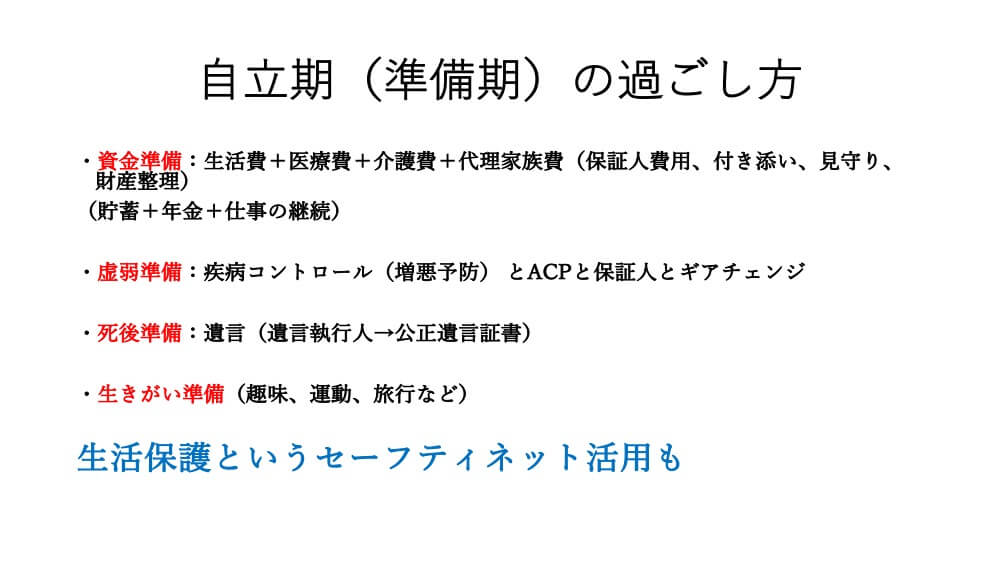 虚弱の準備期間の過ごし方